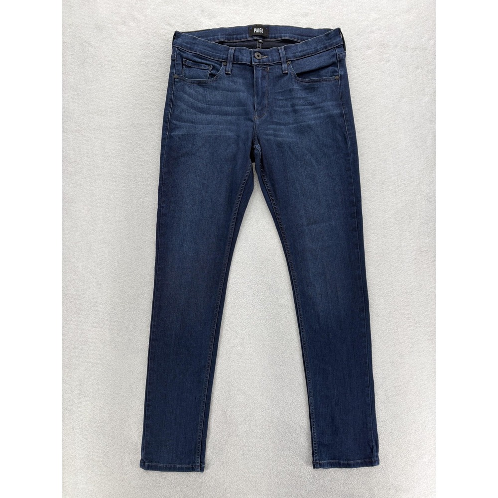 Paige Croft Jeans Mens 34x32 Blue Dark Wash Skinny Slim Stretch Denim USA Pants